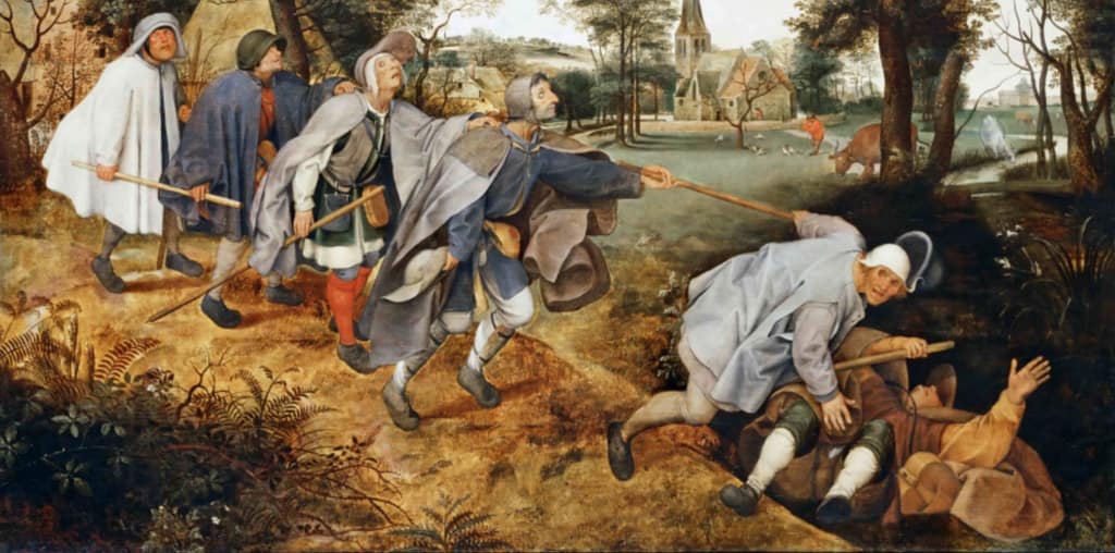 Malerei von Pieter Bruegel d. Ä.: Die Parabel von den Blinden
